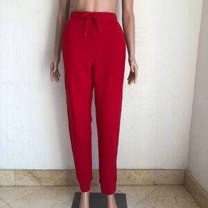 Berkeley Jensen Red Fleece Cuffed Joggers Sweatpants Women’s Size M Drawstring